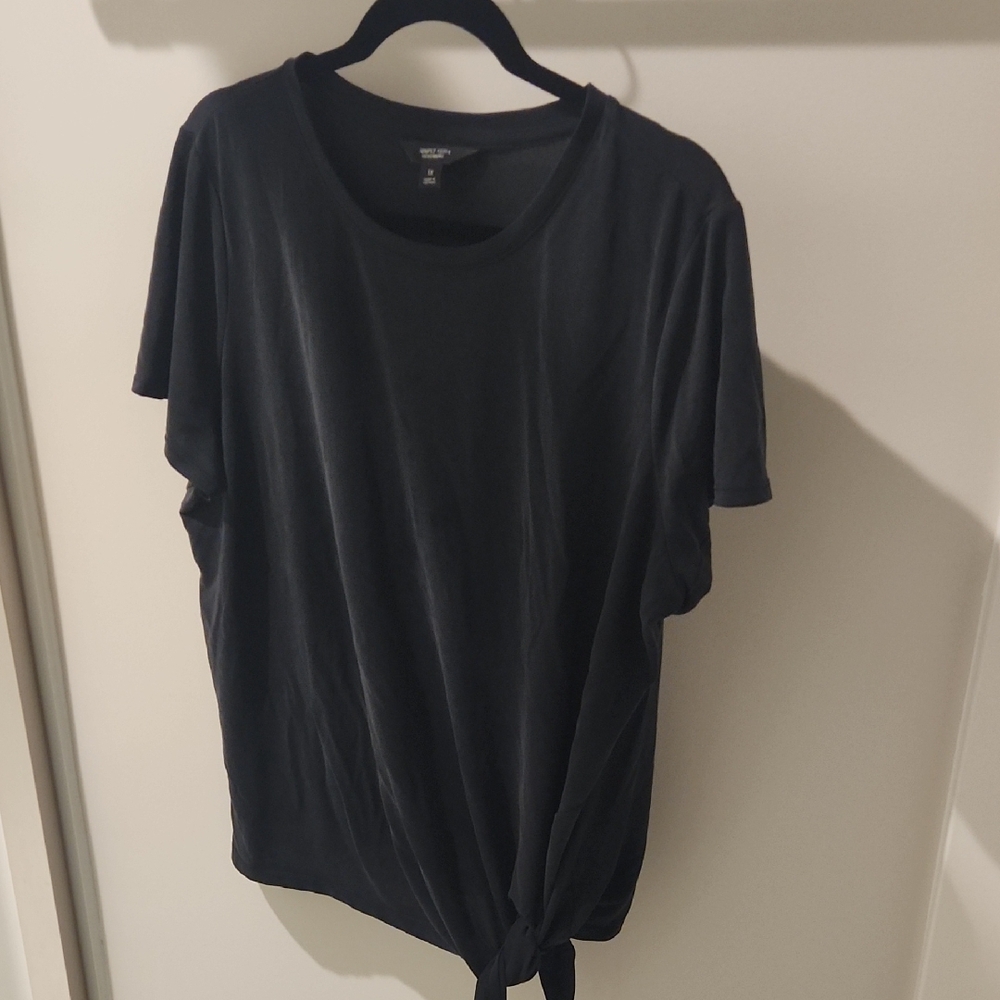 Simply Vera Vera Wang Black Tie Front Short Sleeve Tee